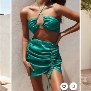 St barths emerald green jacquard crop top size S